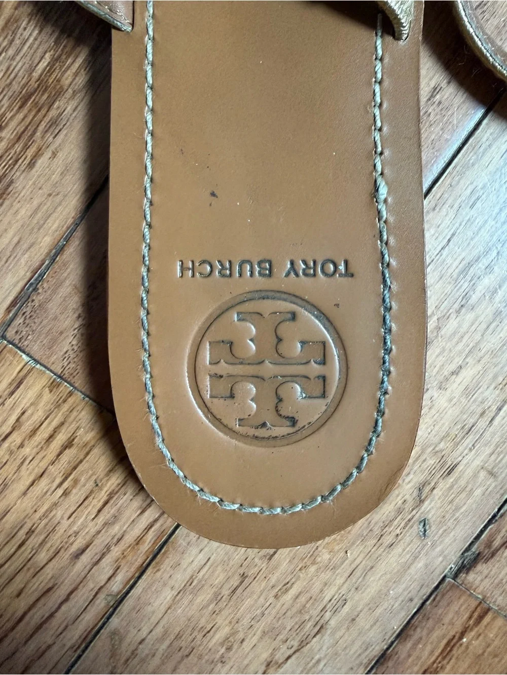 Tory Burch Metallic Gold Leather Miller Thong Sandal